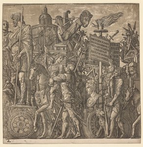 Julius Caesarin voitto: Kolossaaliset patsaat ja piiritysvarusteet, 1593-99. tekijältä Andrea Andreani