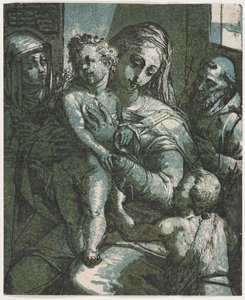 Neitsyt ja lapsi Pyhän Johanneksen, Pyhän Katariinan Sienan ja Pyhän Franciscuksen kanssa, 1585.
