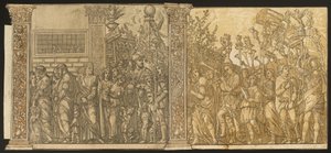 El triomf de Juli Cèsar [núm. 7 i 8 més 2 columnes] finlandès tekijältä Andrea Andreani after Andrea Mantegna