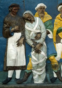 Kuolleiden hautaaminen, yksityiskohta, 1526-28 tekijältä Andrea Della Robbia
