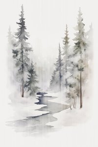Rauhallinen talvinen metsäjoki tekijältä Andrea Haase