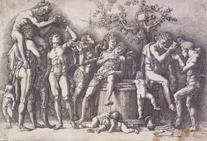 Bacchanal ja viinipuristin, c. 1475 tekijältä Andrea Mantegna