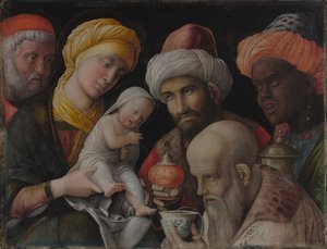 Tietäjien kumarrus tekijältä Andrea Mantegna