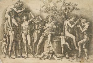 Bacchanal viinialtaalla, n. 1470-90. tekijältä Andrea Mantegna