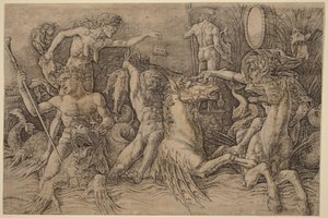 Merenjumalien taistelu [vasen puolisko] tekijältä Andrea Mantegna