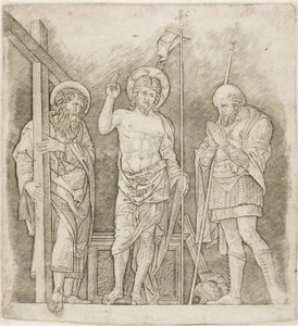 Ylösnoussut Kristus pyhien Andreaksen ja Longinuksen välillä tekijältä Andrea Mantegna