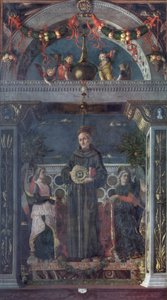 Pyhä Bernardino Siena enkelien kanssa tekijältä Andrea Mantegna