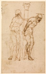 Studies for Christ at the Column (recto), n.1460-65 (kynä ja muste paperille) [katso myös 5934516] tekijältä Andrea Mantegna