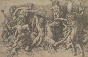 Merijumalien taistelu Vasen osa friisistä, n. 1485-88. tekijältä Andrea Mantegna