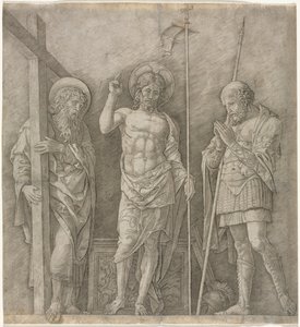 Ylösnoussut Kristus Pyhän Andreaksen ja Longinuksen välillä tekijältä Andrea Mantegna