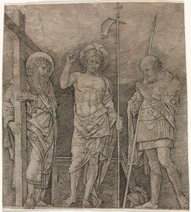 Ylösnoussut Kristus Pyhän Andreaksen ja Longinuksen välillä, 1470-luvun alku. tekijältä Andrea Mantegna