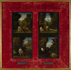 Kohtauksia teoksesta Tebaldeos Eclogues, c. 1510 tekijältä Andrea Previtali