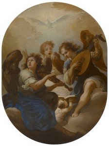 Kolme enkeliä tekevät musiikkia. Ennen vuotta 1720