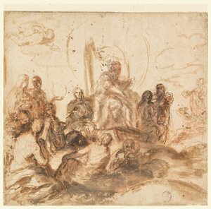 Suunnittelu jumalallisen viisauden allegorialle, vastaanottohuone, Palazzo Barberini, Rooma, Italia tekijältä Andrea Sacchi