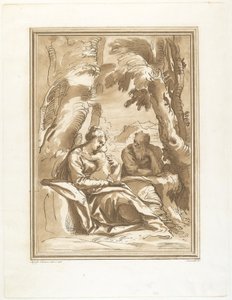 Lepää lennolla Egyptiin tekijältä Andrea Scacciati after Agostino Carracci