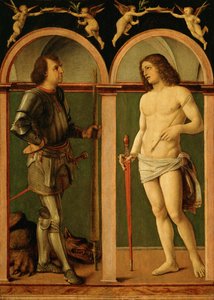 Saint George ja Saint Sebastian (öljy puulevylle) tekijältä Andrea Solario