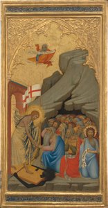 Laskeutuminen Limboon, noin 1380 (munatempera ja lehtikulta puupaneelille).
