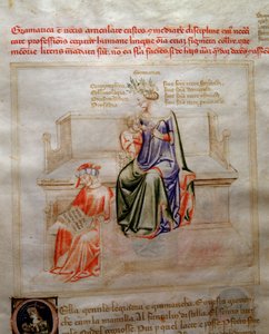 Grammairen vertauskuvat Bartolomeo di Bartolin teoksessa "Chansonne des sept Vertus et des sept Arts liberales, joka on määrätty Bruzio Viscontille" (hyveiden ja tieteiden laulu). Andrea di Bartolin vesiväri (aktiivinen 1358-1368) (ms. 599, fo