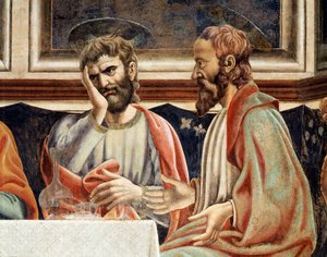 Viimeinen illallinen, yksityiskohta Jamesista, Alfeuksen ja Simonin pojasta (Fresko tekijältä Andrea del Castagno