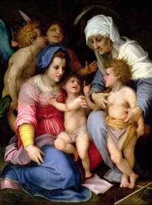 Pyhä perhe enkelien kanssa, n. 1515-16 tekijältä Andrea del Sarto