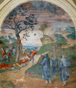 S. Filippo Benizzi rankaisemassa pilkkaajia, 1509-1510 tekijältä Andrea del Sarto