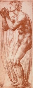 Mieshahmon tutkimus; piirustus Andrea del Sarto. Piirustus- ja grafiikkakaappi, Uffizi-galleria, Firenze tekijältä Andrea del Sarto