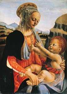 Madonna ja lapsi, noin 1470, kirjoittanut Andrea del Verrocchio (1437-1488), Öljy puulle, 75,5x54,8 cm