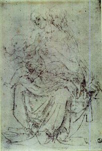 Tutkimus Madonnasta ja lapsesta (liitu paperille) tekijältä Andrea del Verrocchio