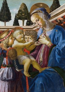 ""Madonna ja lapsi kahden enkelin kanssa"" Andrea del Verrocchion (1437-1488) maalaus 1467-1469 Lontoon kansallisgalleria tekijältä Andrea del Verrocchio
