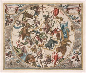 Vuoden 1660 taivaankartta - Haemisphaerium Stellatum Boreale Antiquum - Haemisphaerium Stellatum Boreale Antiquum tekijältä Andreas Cellarius