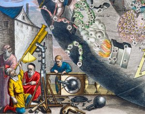 Tähtitieteilijät katsovat kaukoputken läpi, 1660-1661 tekijältä Andreas Cellarius