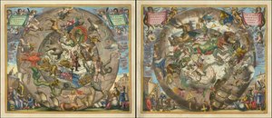 Hemisphaerii Borealis Coeli et Terrae Sphaerica Scenographia - Haemisphaerium Scenographicum Australe Coeli Stellati et Terrae (Hemisphaerii Borealis Coeli et Terrae) tekijältä Andreas Cellarius