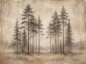 Sumuisen mäntymetsän luonnos