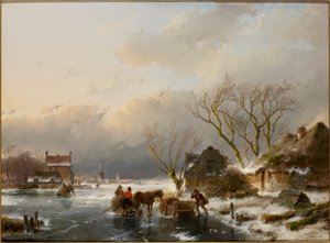 Talvimaisema, jossa on jäätynyt joki, 1847.