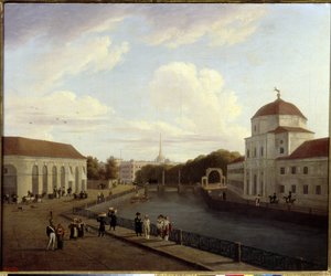 Michelin palatsi Pietarissa. (Pietarin Mikaelin palatsi). Andrei Jefimovitš Martynovin (1768-1826) maalaus öljy kankaalle