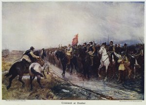 Cromwell at Dunbar (väri litho) tekijältä Andrew Carrick (after) Gow