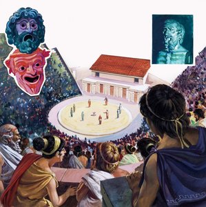 Kreikkalainen teatteri (guassi paperille)