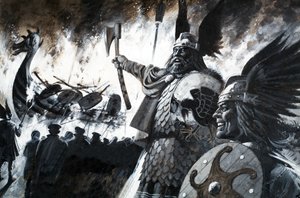 Lerwick Up Helly, viikinkifestivaali (guassi paperille) tekijältä Andrew Howat