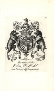 Oikeanpuoleisen aatelisen John Sheffieldin vaakuna ja vaakuna tekijältä Andrew Johnston