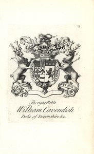 Oikeanpuoleisen aatelisen William Cavendishin, Devonshiren 2. herttua, vaakuna ja vaakuna