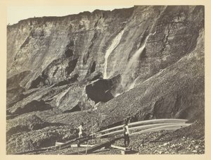 Hydraulinen kultakaivos, Near Dutch Flats, California, C. P. R. R. tekijältä Andrew Joseph Russell