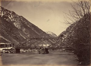 Lautanen 42. Mormon Turnpike Bridge, Mouth of Weber Canon,1869 (kuva). tekijältä Andrew Joseph Russell