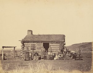 Lautanen 48. Mormoniperhe, Great Salt Lake Valley,1869 (kuva). tekijältä Andrew Joseph Russell