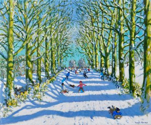 Hauskaa auringossa ja lumessa, Derby, 2022 (öljy kankaalle) tekijältä Andrew Macara