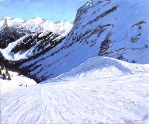Into the Valley , Courchevel , Ranska, 2019, (öljy kankaalle) tekijältä Andrew Macara