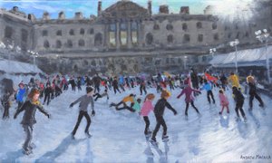 Luistelu, keskipäivä, Somerset House, 2013 (öljy kankaalle) tekijältä Andrew Macara