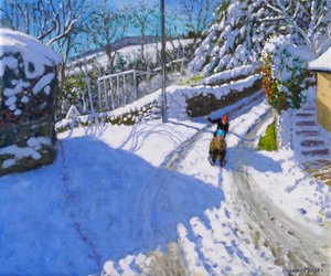 Kelkkailu Wirksworthissa, Derbyshire, 2024 ( öljy kankaalle) tekijältä Andrew Macara