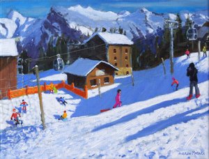 The Ice Rink, Samoens, Ranska, 2022 (öljy kankaalle) tekijältä Andrew Macara