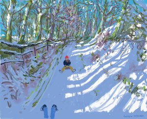 iPad maalaus,kelkkailu,Windley Lane,Idridgehay,Belper,2021,tulosteita saatavilla. tekijältä Andrew Macara