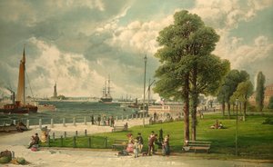 Castle Garden, New York, pubi. 1887 (värilitografia)